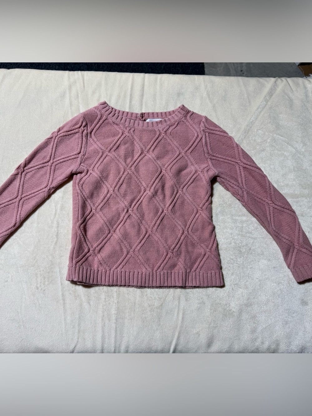 Old Navy Girls Pink Diamond-Knit Crewneck Sweater 4t